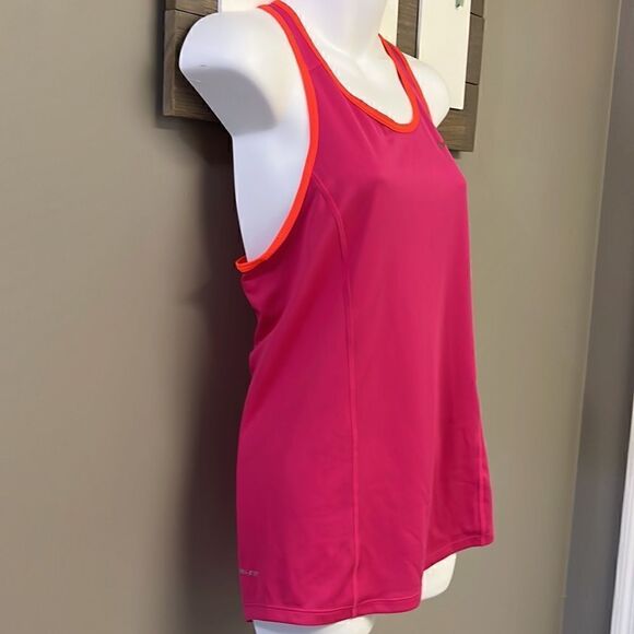 Nike Women’s Dri-fit Fuchsia Pink/Orange Athletic Striped Tank Top-Sm (Hole) - Picture 2 of 11